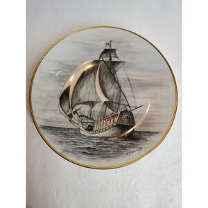 Gloria Fine Porcelain Bayreuth Famous Ships Santa‎ Maria By A.J. Heritage Plate
